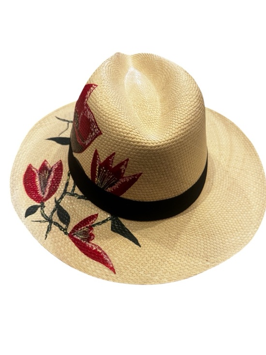 Hannia Char Accessories - Hannia Char Cala Flower Hat – Bold Red Calla Lily Toquilla Straw Panama